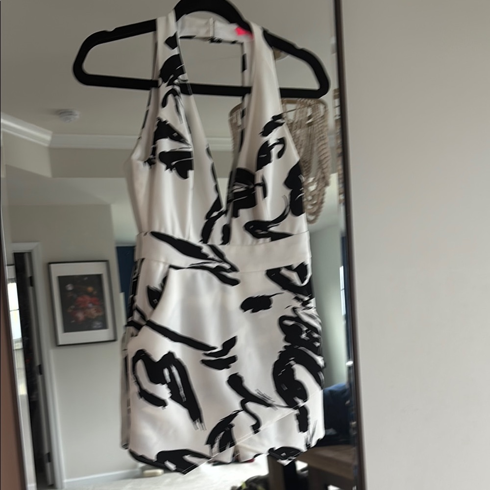 Boutique Black and White Halter Romper